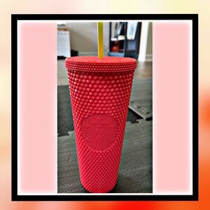 ♥️NEW♥️Starbucks coral pink “Dragon fruit” studded tumbler 24oz